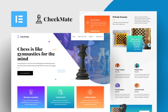CheckMate - Chess Club &amp; Tournaments Elementor Template Kit