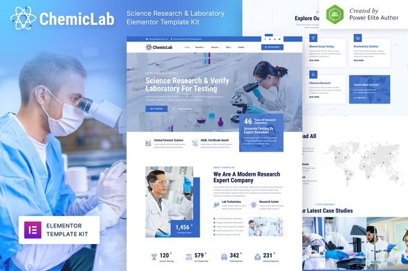 ChemicLab – Science Research &amp; Laboratory Elementor Template Kit
