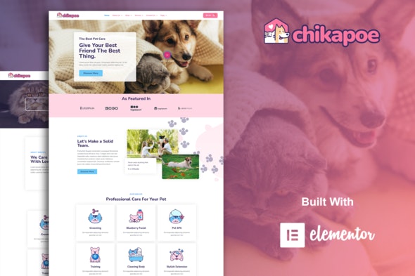 Chikapoe - Pet Care &amp; Veterinary Elementor Template Kit