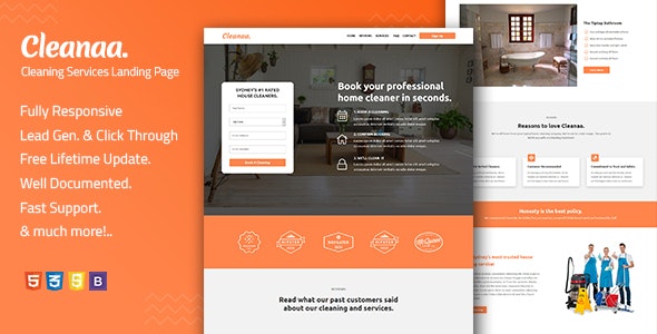 Cleanaa — Cleaning Services Landing Page Template