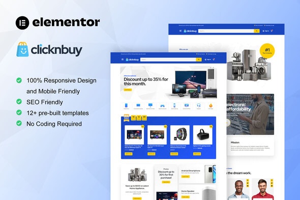 Clicknbuy - Woocommerce Electronic Store Elementor Template Kit