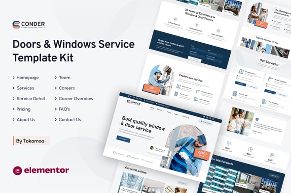 Conder | Doors &amp; Windows Service Elementor Template Kit