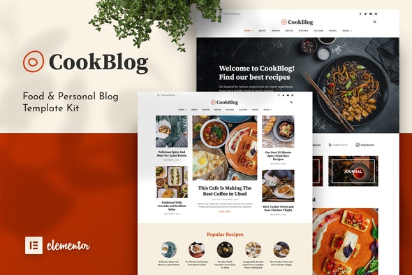 CookBlog – Food &amp; Personal Blog Elementor Template Kit