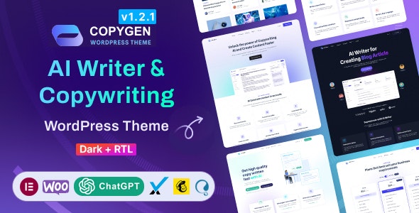 CopyGen - AI Writer &amp; Copywriting Landing Page WordPress Theme