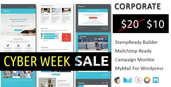 Corporate - responsive email newsletter templates with online Stampready &amp; Mailchimp Builders Access