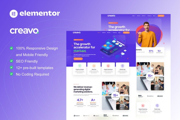 Creavo - Creative Agency &amp; Digital Marketing Elementor Template Kit