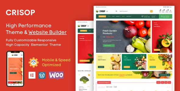 Crisop - Elementor Grocery Store &amp; Organic Food WooCommerce Theme