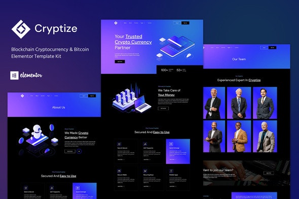 Cryptize - Blockchain Cryptocurrency &amp; Bitcoin Elementor Template Kit