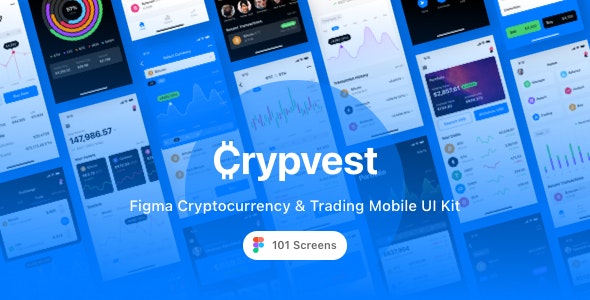 Crypvest - Figma Cryptocurrency &amp; Trading Mobile UI Kit