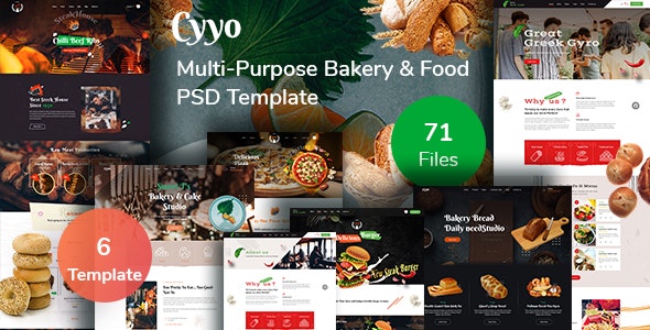 Cyyo- Multipurpose Food &amp;  Bakery  PSD Template