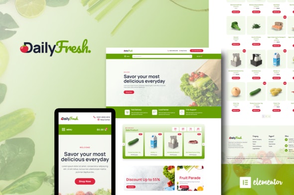 DailyFresh - Grocery Store Elementor Template Kit