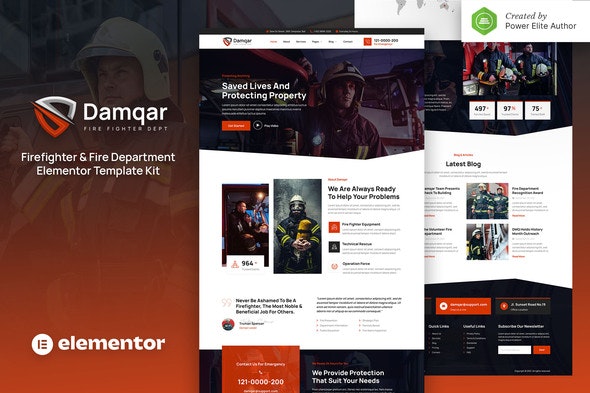 Damqar – Firefighter &amp; Fire Department Elementor Template Kit