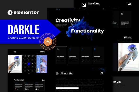 Darkle - Creative &amp; Digital Agency Elementor Template Kit