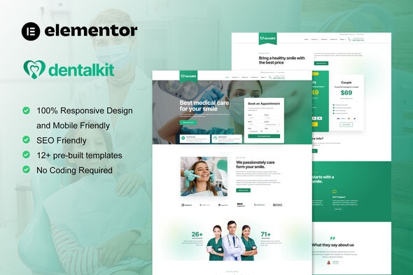 Dentalkit - Dentist &amp; Medical Service Elementor Template Kit