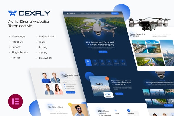 Dexfly | Drone &amp; Aerial Photography Elementor Template Kit