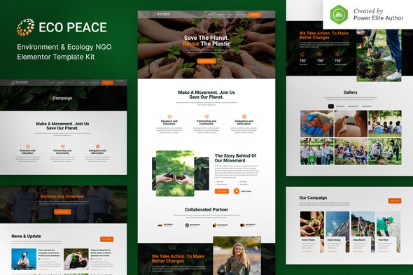 EcoPeace – Environment &amp; Ecology NGO Elementor Template Kit