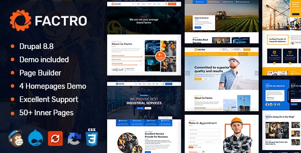 Factro - Industrial &amp; Factory Business Drupal 8.8 Theme