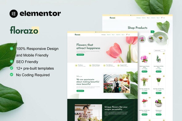 Florazo - WooCommerce Florist &amp; Flower Shop Elementor Template Kit