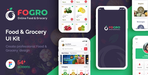 FOGRO | Food &amp; Grocery Mobile App UI Kit