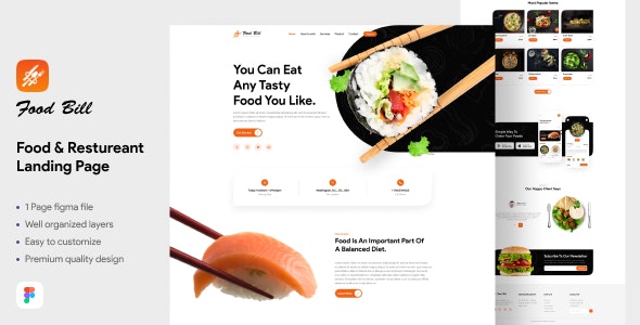 Food Bill - Food &amp; Restaurant Landing Page Template