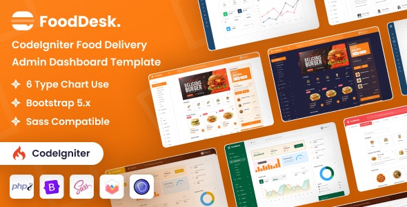 FoodDesk - CodeIgniter Food Delivery Admin Dashboard Bootstrap Template