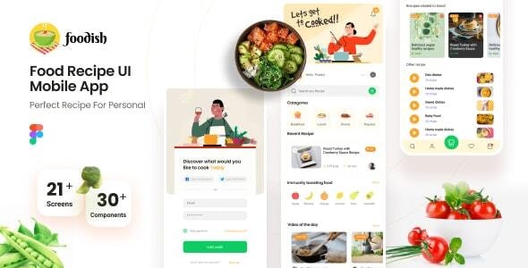 Foodish | Food Recipes Mobile App Figma Template