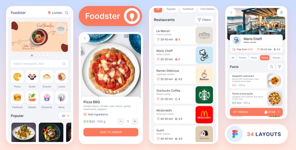 Foodster – Delivery App Figma Template