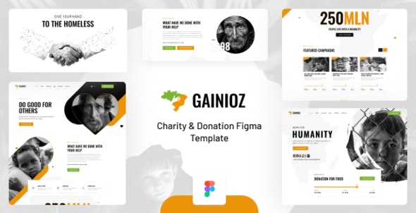 Gainioz - Charity &amp; Donation Figma Template