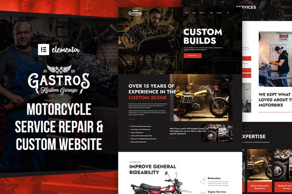 Gastros Garage - Motorcycle Service Repair  Elementor Template Kit