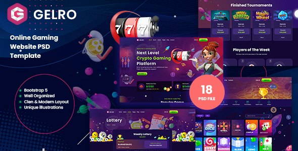 Gelro - Online Gaming PSD Template