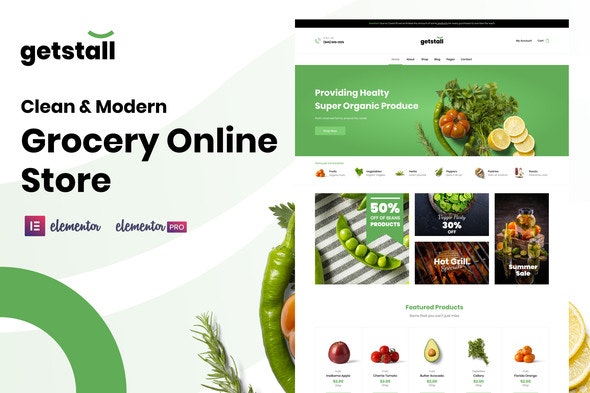 Getstall - Grocery Store Elementor Template Kit