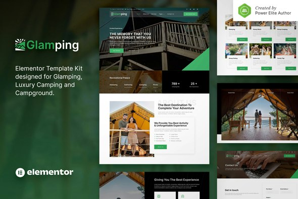 Glamping – Luxury Camping &amp; Campground Elementor Template Kit