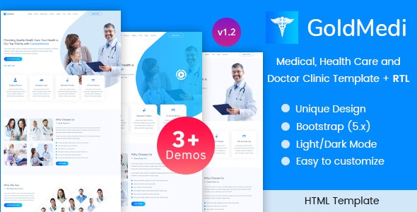 GoldMedi - Medical Healthcare &amp; Doctors Clinic HTML Template