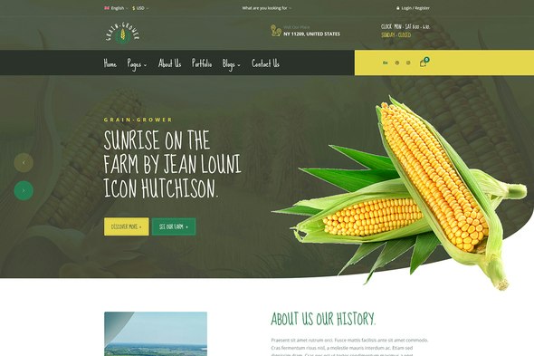 Grain Grower - Agriculture Farm &amp; Farmers Elementor Template Kit
