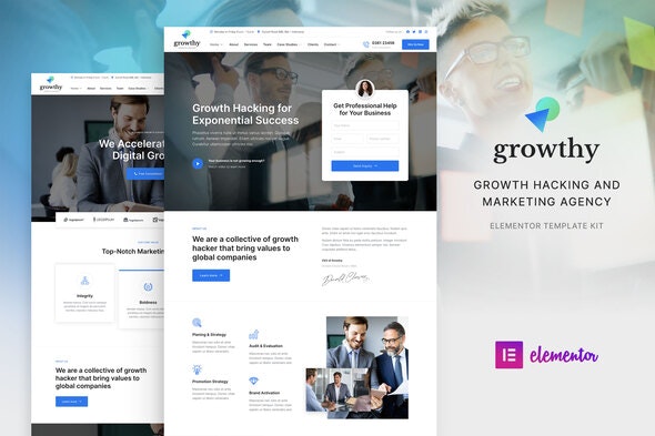 Growthy – Growth Hacking &amp; Marketing Agency Elementor Template Kit