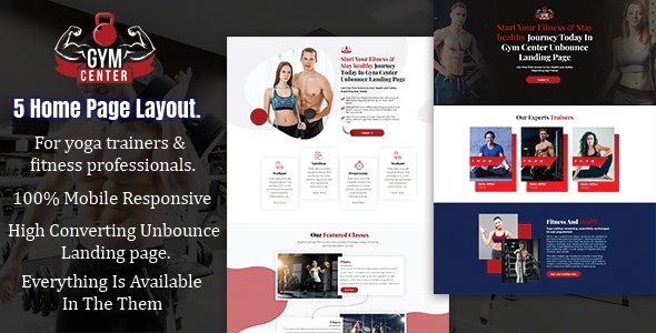 Gym Center - Fitness Unbounce Landing page