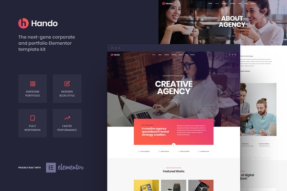 Hando - Corporate &amp; Portfolio Elementor Template Kit