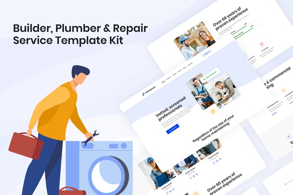 Handyman | Builder Plumber &amp; Repair Service Elementor Template Kit