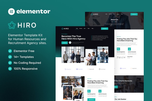 Hiro – Human Resources &amp; Recruitment Agency Elementor Template Kit
