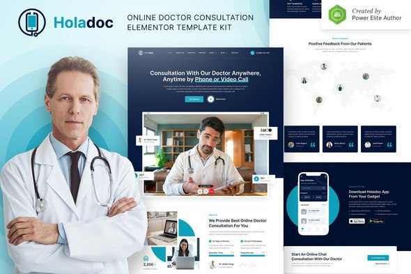 Holadoc – Online Doctor Consultation Elementor Template Kit