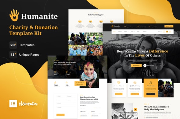 Humanite – Charity &amp; Donation Elementor Template Kit