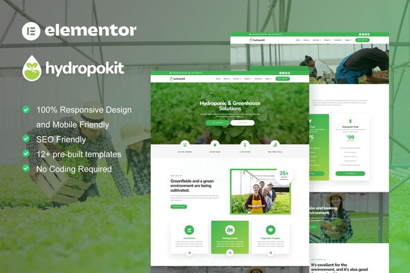 Hydropokit - Hydroponic &amp; Agriculture Elementor Template Kit