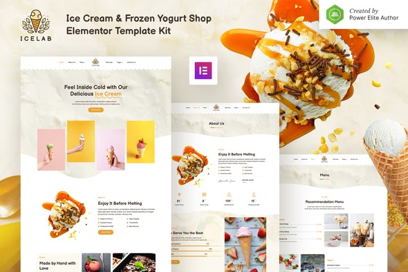 Icelab – Ice Cream &amp; Frozen Yogurt Shop Elementor Template Kit