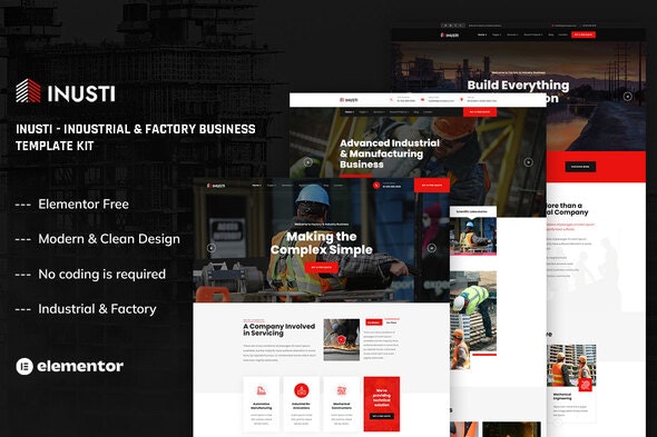 Inusti - Industrial &amp; Factory Business Elementor Template Kit