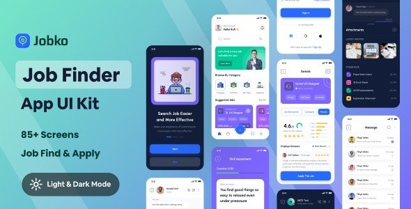 Jobko - Job Finder Mobile App UI KIt Figma Template