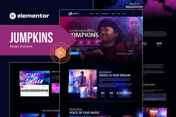 Jumpkins - Music &amp; Event Elementor Template Kit