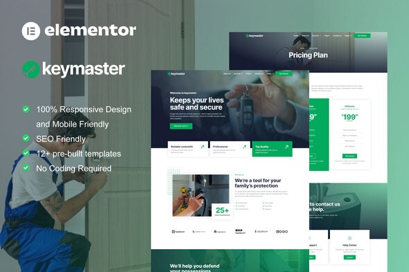 KeyMaster - Locksmith &amp; Key Maker Service Elementor Template Kit