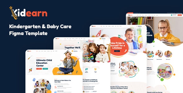 Kidearn - Kindergarten &amp; Baby Care Figma Template