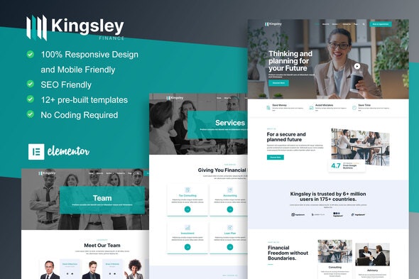 Kingsley - Finance &amp; Investment Elementor Template Kit