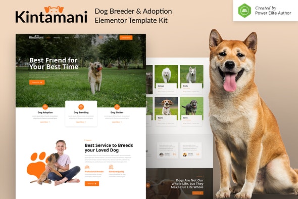 Kintamani – Dog Breeder &amp; Adoption Elementor Template Kit